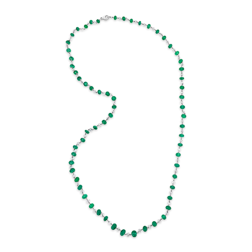 Emerald & Diamond Bead Necklace