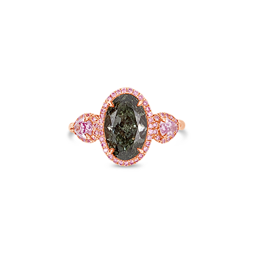 Green & Pink Diamond Ring