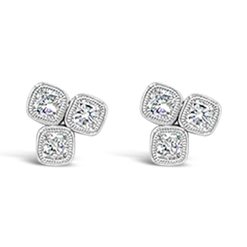 Triple Cushion Diamond Earrings