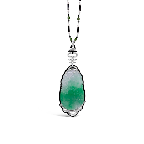Jade, Diamond & Onyx Necklace