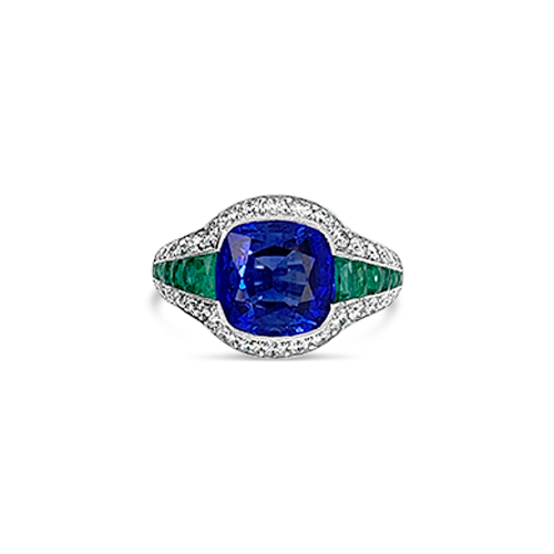 Sapphire, Emerald & Diamond Ring