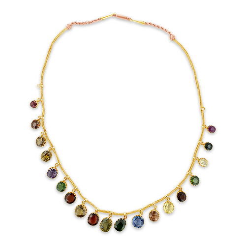 Multi-color Gemstone Victorian Estate Necklace