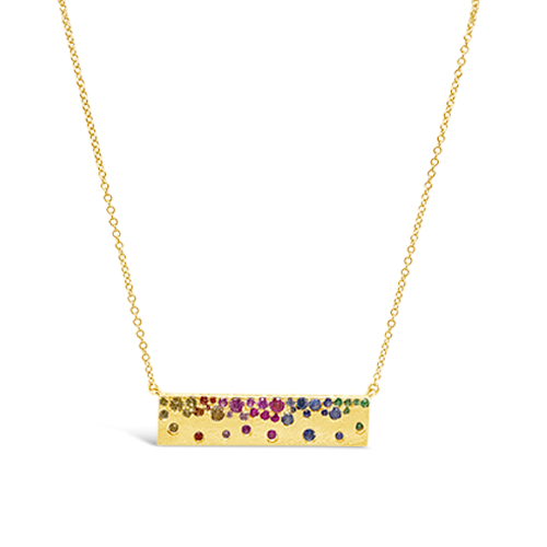 Multi-color Sapphire Bar Pendant