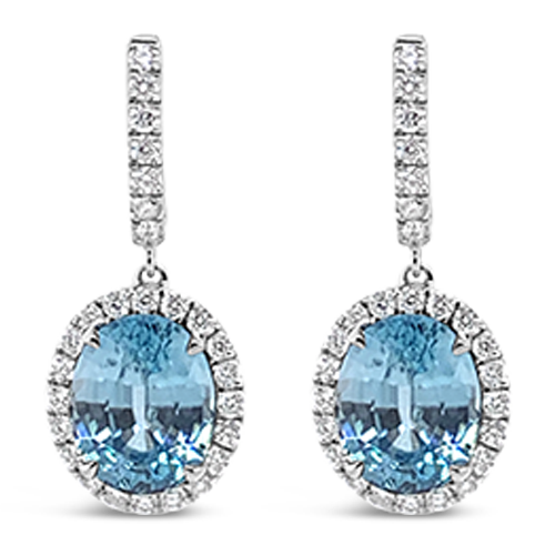 Blue Zircon & Diamond Earrings