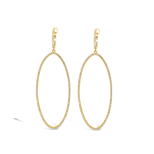 Diamond Oval Dangle Earrings