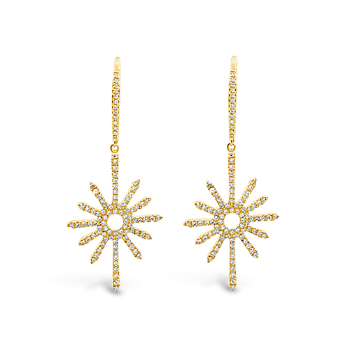 Diamond Sunburst Dangle Earrings
