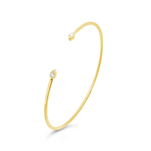 Yellow Gold & Diamond Teardrop Bangle Bracelet