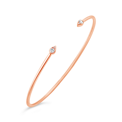 Rose Gold & Diamond Teardrop Bangle Bracelet