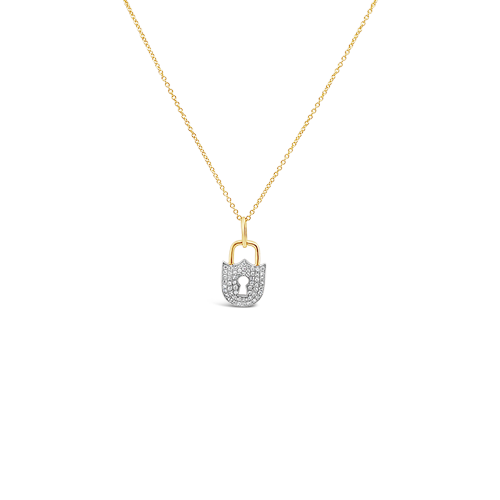 14K Yellow Gold Diamond Lock & Key Necklace