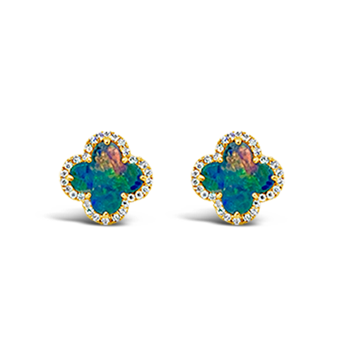 Black Opal Clover Earrings