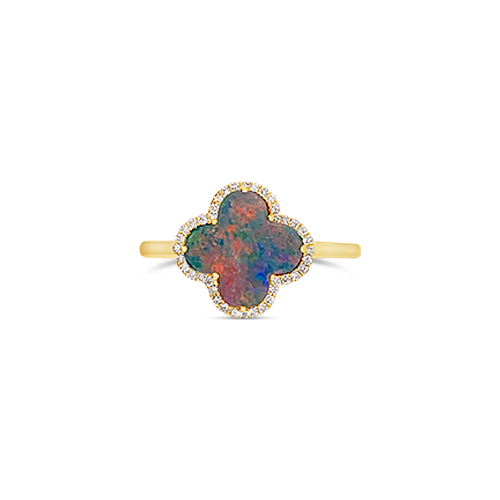 Clover Shaped Opal & Diamond Ring
