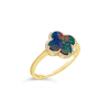 Clover Shaped Opal & Diamond Ring