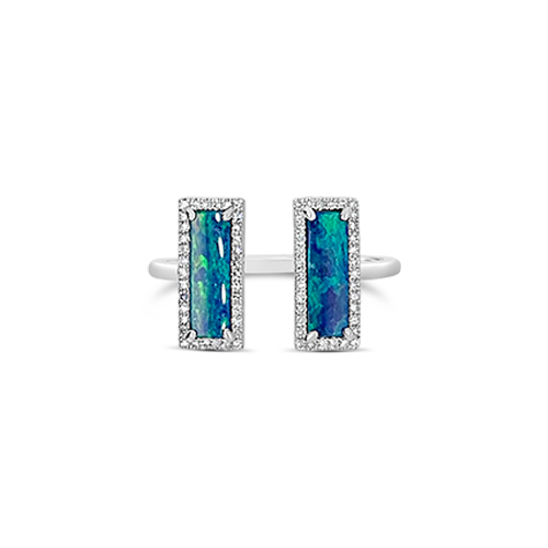 Opal & Diamond Open Ring