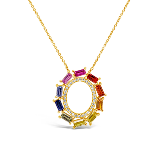Rainbow Sapphire & Diamond Pendant