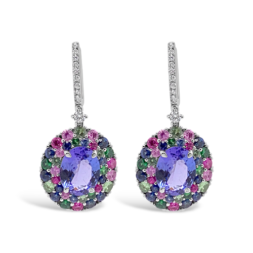 Tanzanite & Multi-color Sapphire Earrings