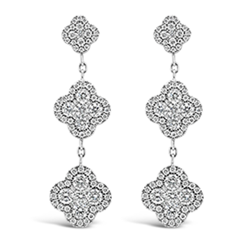 Diamond Clover Dangle Earrings