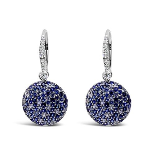 Sapphire & Diamond Dangle Disc Earrings