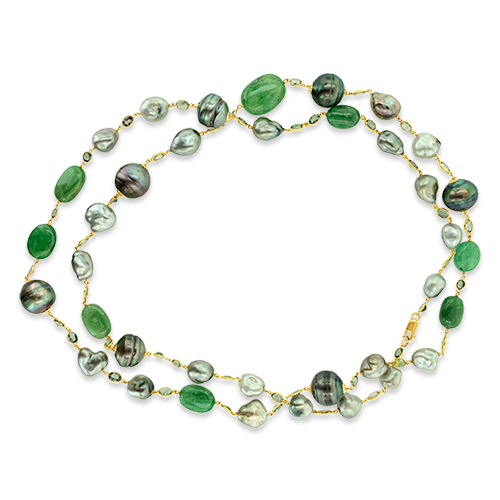 Pearl & Green Sapphire Necklace