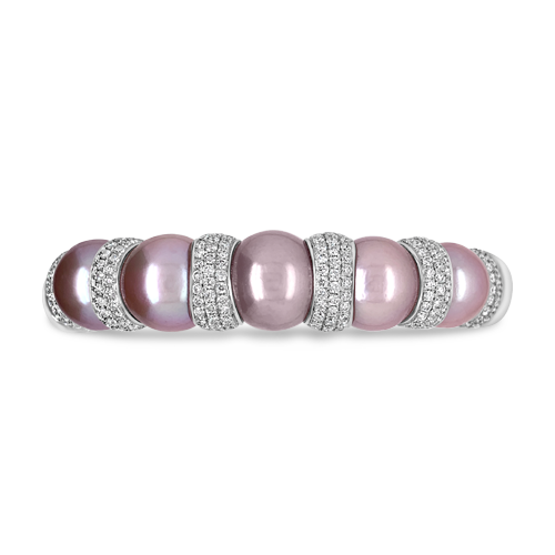 Pink Pearl & Diamond Cuff Bracelet