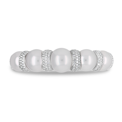 South Sea Pearl & Diamond Cuff Bracelet