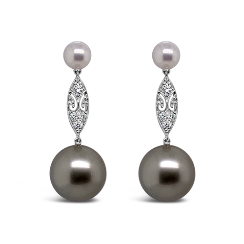Pearl & Diamond Dangle Earrings