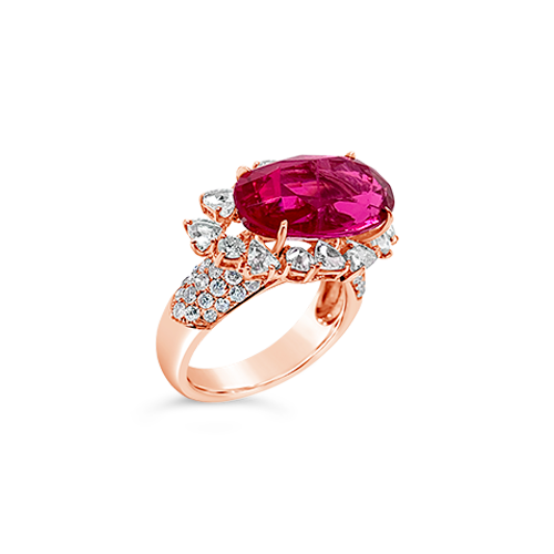 Red Spinel & Diamond Ring