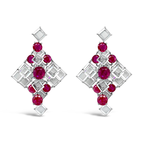 Ruby & Diamond Dangle Earrings