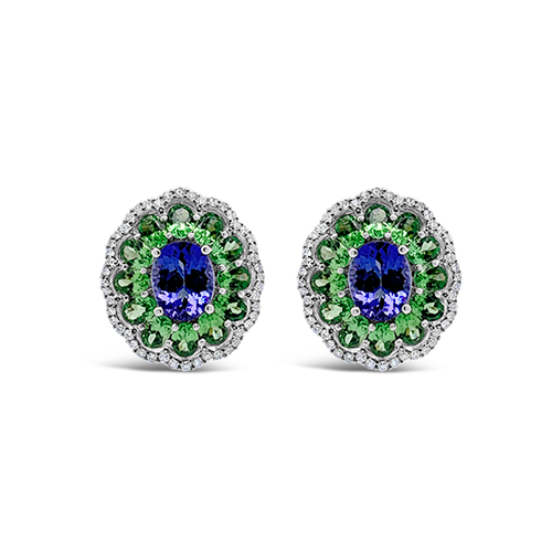 Tanzanite, Tsavorite & Diamond Earrings
