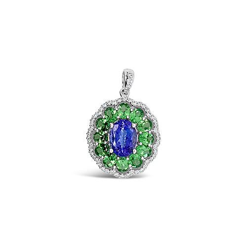Tanzanite, Tsavorite & Diamond Pendant