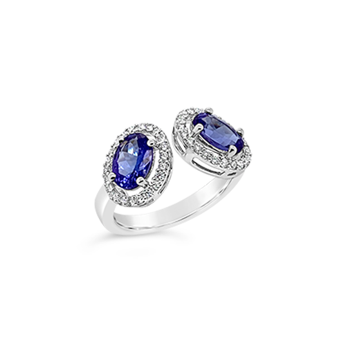 Double Tanzanite & Diamond Ring