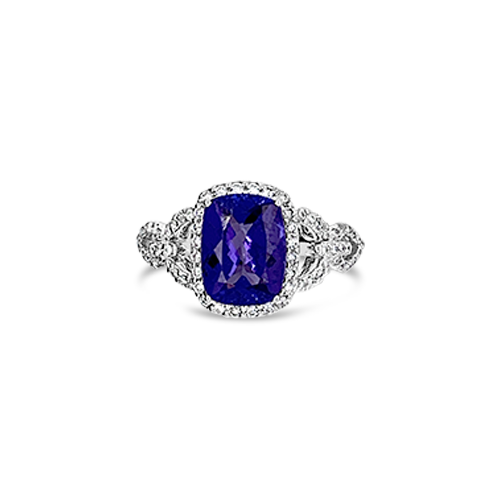 Cushion cut Tanzanite & Diamond Ring