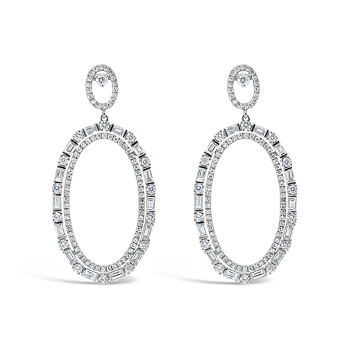 Diamond Dangle Earrings in Oval Shape