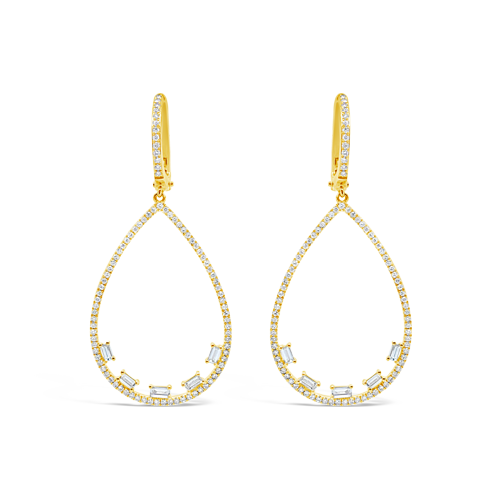 Diamond Open Pearshaped Dangle Earrings