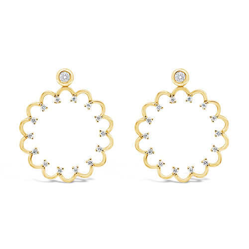 Gold & Diamond Scalloped Earrings