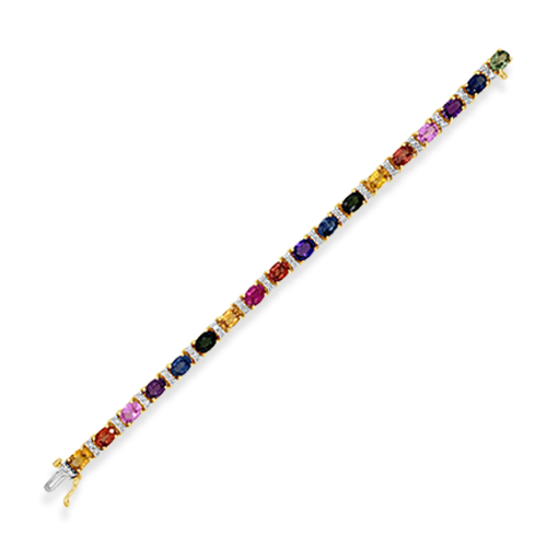 Multi-color Sapphire & Diamond Bracelet