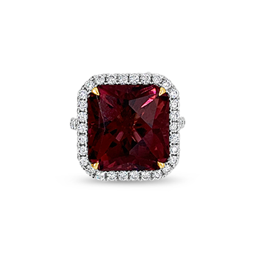 Rubellite & Diamond Ring