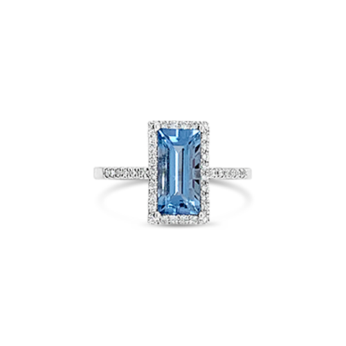 Aquamarine & Diamond Ring