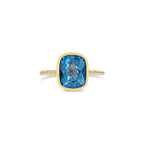 Swiss Blue Topaz & Diamond Ring