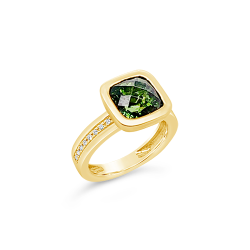 Green Tourmaline & Diamond Ring