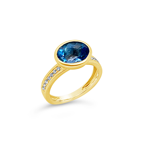 Blue Topaz & Diamond Ring