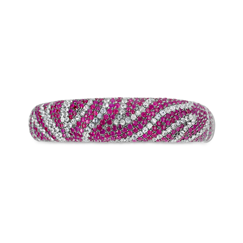 Ruby & White Sapphire Zebra Bangle Bracelet