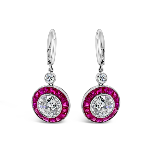 Ruby & Diamond Dangle Earrings
