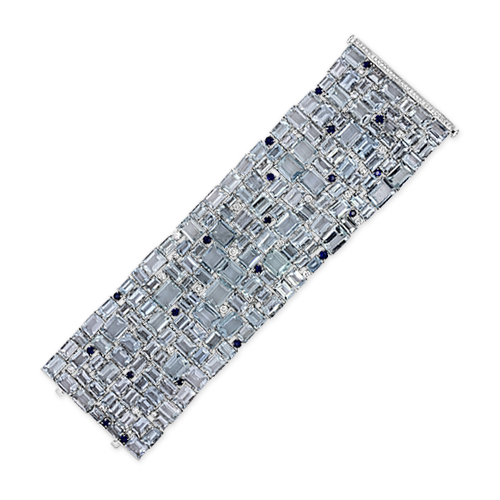 Aquamarine, Sapphire & Diamond Bracelet