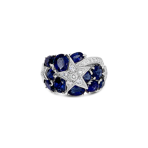 Sapphire & Diamond Star Ring