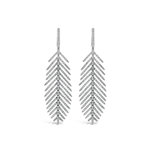 Diamond Feather Earrings
