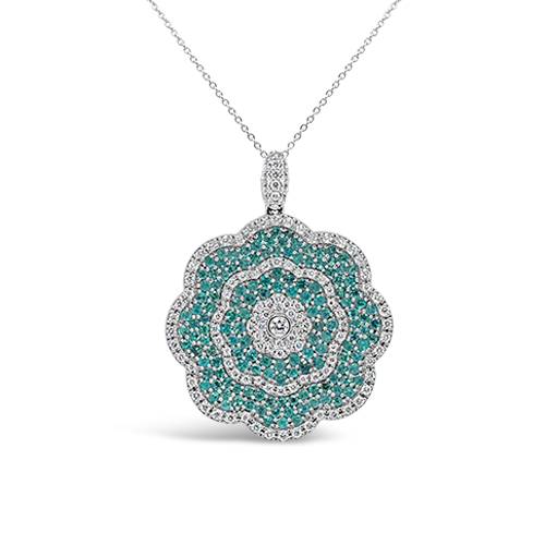 Paraiba & Diamond Flower Pendant