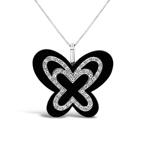 Onyx & Diamond Butterfly Pendant