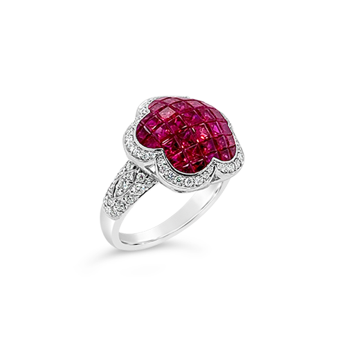 Ruby & Diamond Flower Ring