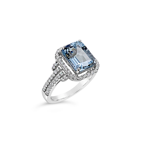 Aquamarine & Diamond Ring