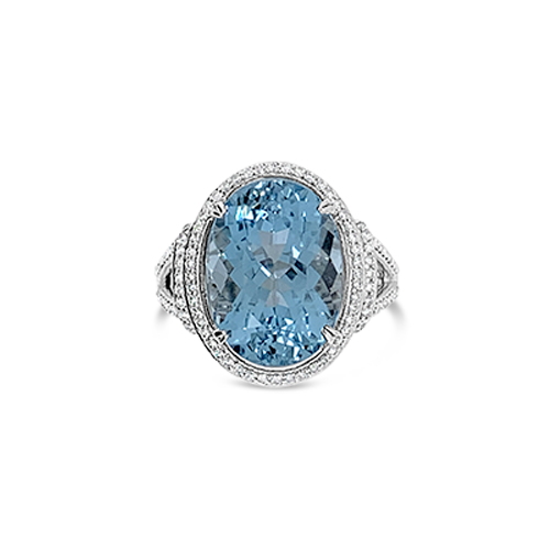 Aquamarine & Diamond Ring